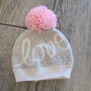 🏷 3/$15 or 5/$20 So Dorable infant winter beanie hat grey & pink "love" 0-6M